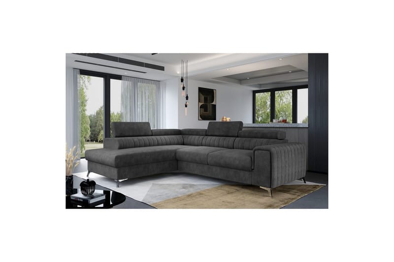 Hjørnesofa Eltap Laurence 278x205x92 cm, Dora 96, Sort, Venstre