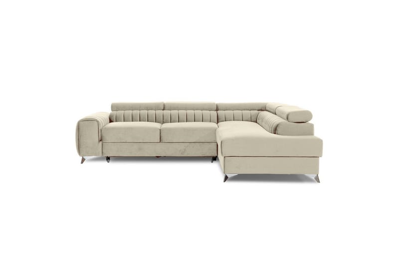 Hjørnesofa Eltap Laurence 278x205x92 cm - Monolith 04, Lys Beige, Højre - Møbler - Sofaer - Sovesofaer