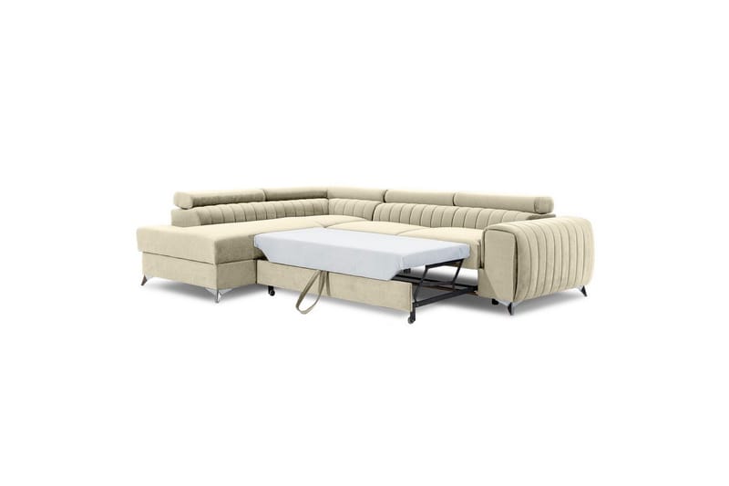 Hjørnesofa Eltap Laurence 278x205x92 cm - Monolith 04, Lys Beige, Venstre - Møbler - Sofaer - Sovesofaer