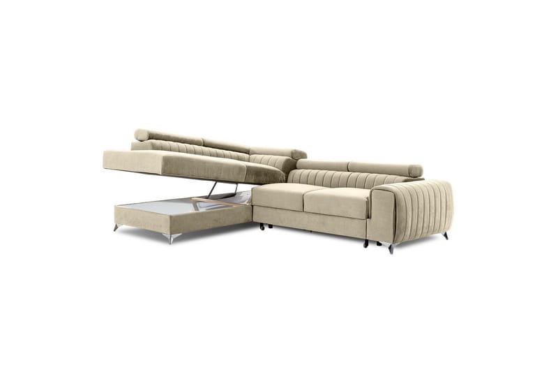 Hjørnesofa Eltap Laurence 278x205x92 cm - Monolith 04, Lys Beige, Venstre - Møbler - Sofaer - Sovesofaer