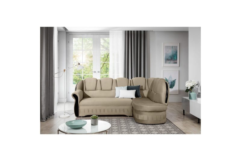Hjørnesofa Eltap Lord 243x180x112 cm - Monolith 09, Mørk Beige, Højre - Møbler - Sofaer - Sovesofaer