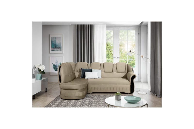 Hjørnesofa Eltap Lord 243x180x112 cm - Monolith 09, Mørk Beige, Venstre - Møbler - Sofaer - Sovesofaer