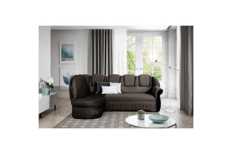 Hjørnesofa Eltap Lord 243x180x112 cm, Monolith 29, Mørk Brun, Venstre