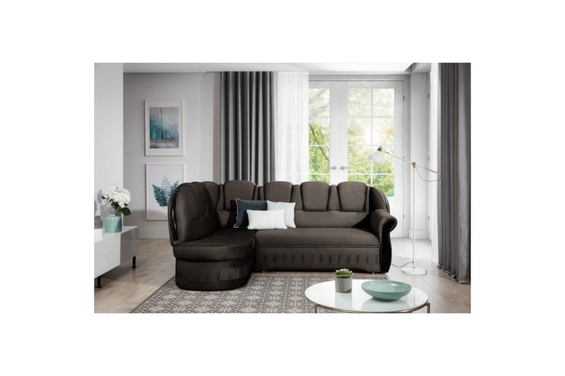 Hjørnesofa Eltap Lord 243x180x112 cm - Monolith 29, Mørk Brun, Venstre - Møbler - Sofaer - Sovesofaer