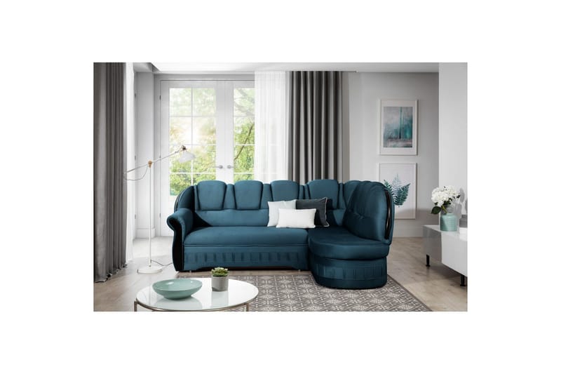 Hjørnesofa Eltap Lord 243x180x112 cm - Monolith 77, Blå, Højre - Møbler - Sofaer - Sovesofaer