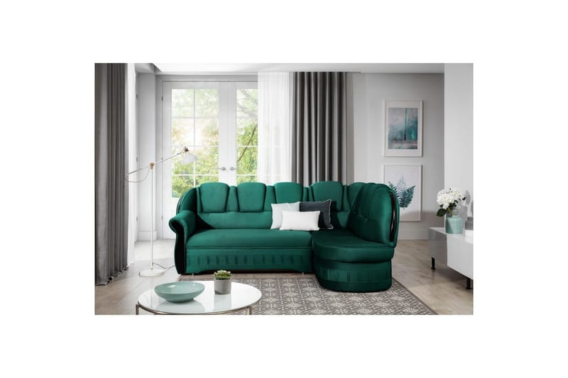 Hjørnesofa Eltap Lord 243x180x112 cm - Nube 35, Grøn, Højre - Møbler - Sofaer - Sovesofaer