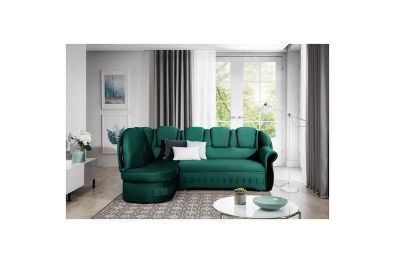Hjørnesofa Eltap Lord 243x180x112 cm - Nube 35, Grøn, Venstre - Møbler - Sofaer - Sovesofaer