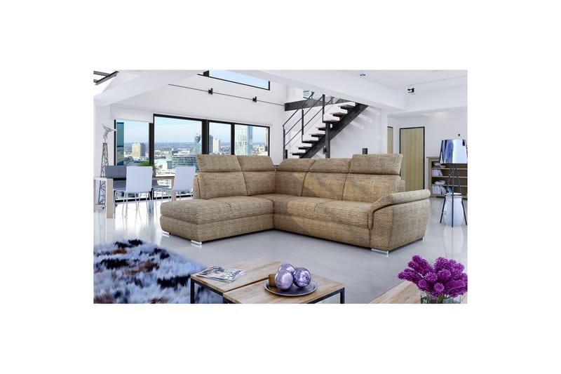 Hjørnesofa Eltap Loreto 260x210x102 cm - Berlin 03, Beige, Venstre - Møbler - Sofaer - Sovesofaer