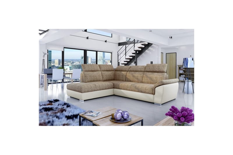 Hjørnesofa Eltap Loreto 260x210x102 cm - Berlin 03, Soft 33, Beige, Venstre - Møbler - Sofaer - Sovesofaer