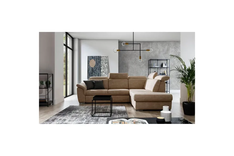 Hjørnesofa Eltap Loreto 260x210x102 cm - Dora 21, Beige, Højre - Møbler - Sofaer - Sovesofaer