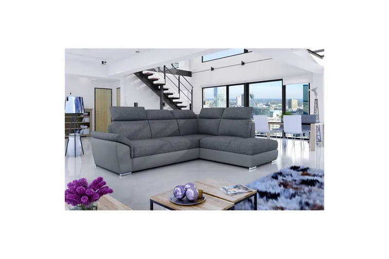 Hjørnesofa Eltap Loreto 260x210x102 cm, Inari 96, Blød 29, Mørkegrå, Grå, Højre