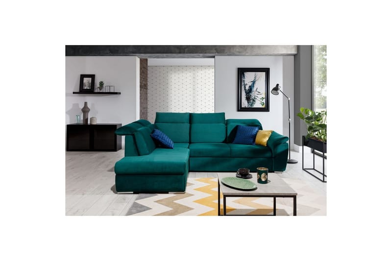 Hjørnesofa Eltap Loreto 260x210x102 cm, Kronos 19, Mørkegrøn, Venstre