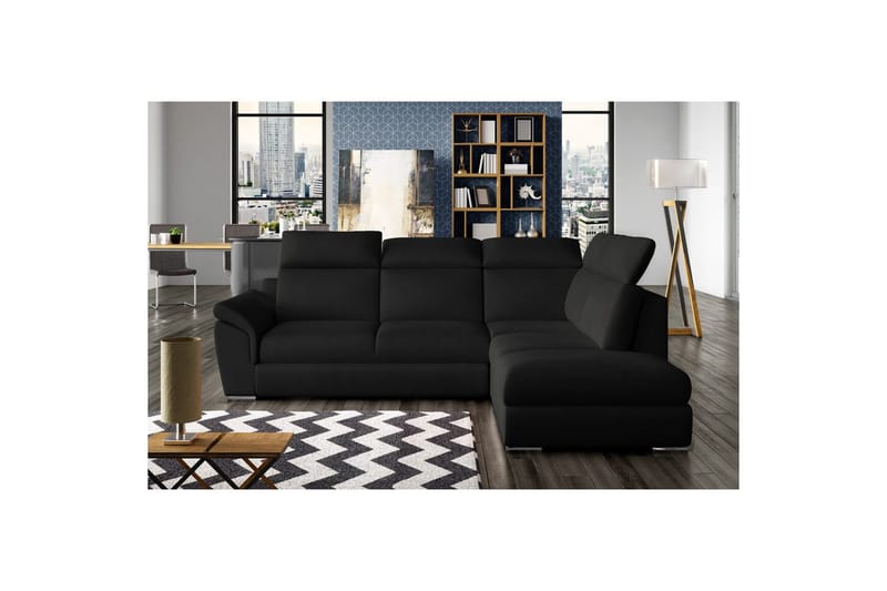 Hjørnesofa Eltap Loreto 260x210x102 cm - Mat Velvet 99, Blå, Højre - Møbler - Sofaer - Sovesofaer