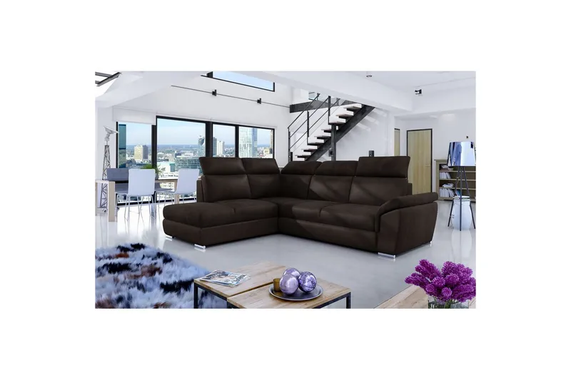 Hjørnesofa Eltap Loreto 260x210x102 cm - Monolith 29, Mørk Brun, Venstre - Møbler - Sofaer - Sovesofaer