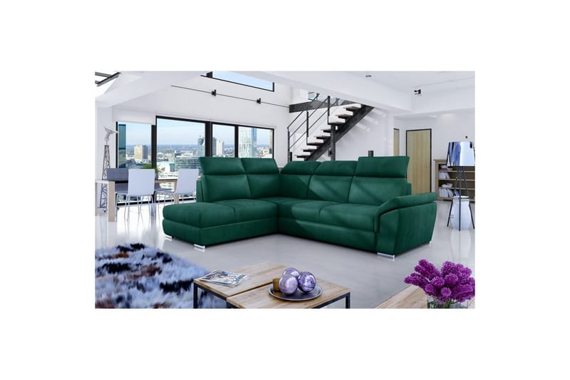 Hjørnesofa Eltap Loreto 260x210x102 cm - Monolith 37, Grøn, Venstre - Møbler - Sofaer - Sovesofaer
