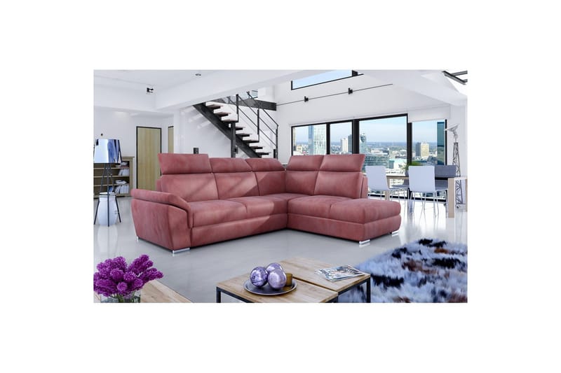 Hjørnesofa Eltap Loreto 260x210x102 cm - Monolith 63, Pink, Højre - Møbler - Sofaer - Sovesofaer