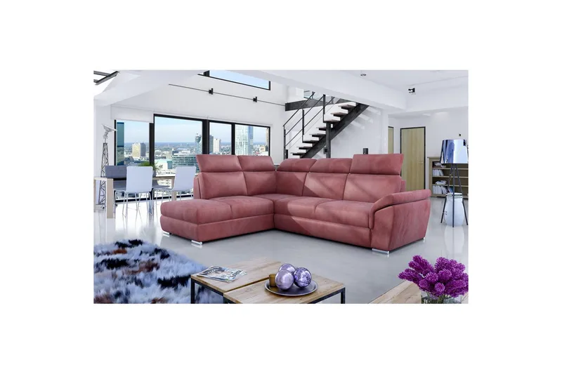 Hjørnesofa Eltap Loreto 260x210x102 cm - Monolith 63, Pink, Venstre - Møbler - Sofaer - Sovesofaer