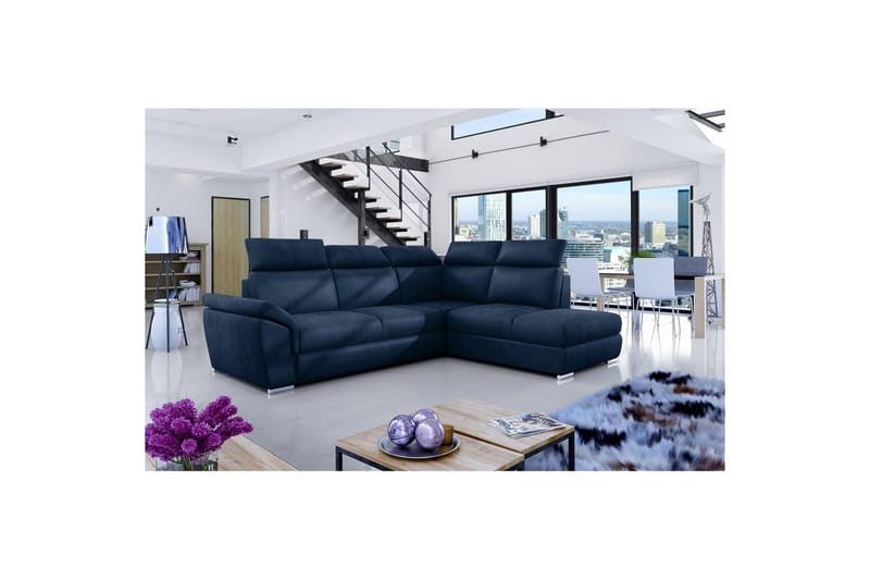 Hjørnesofa Eltap Loreto 260x210x102 cm - Monolith 77, Blå, Højre - Møbler - Sofaer - Sovesofaer