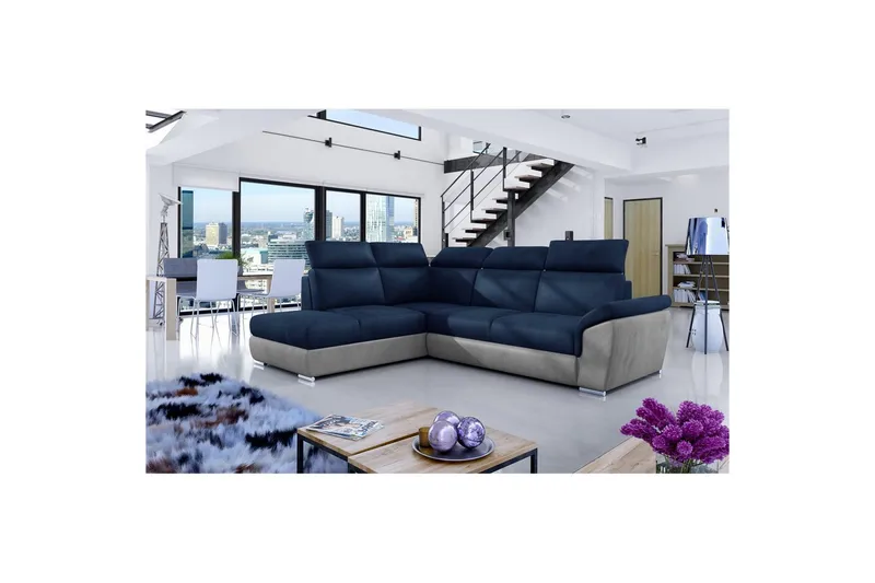 Hjørnesofa Eltap Loreto 260x210x102 cm, Monolith 77, Monolith 84, Blå, Lys Grå, Venstre