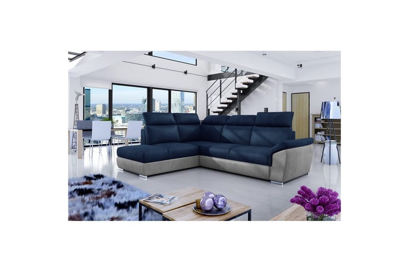 Hjørnesofa Eltap Loreto 260x210x102 cm - Monolith 77, Monolith 84, Blå, Lys Grå, Venstre - Møbler - Sofaer - Sovesofaer