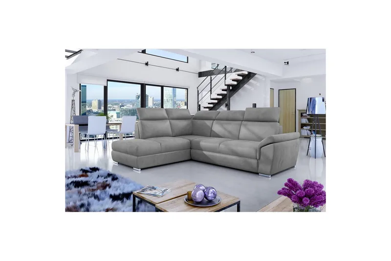 Hjørnesofa Eltap Loreto 260x210x102 cm - Monolith 84, Lys Grå, Venstre - Møbler - Sofaer - Sovesofaer