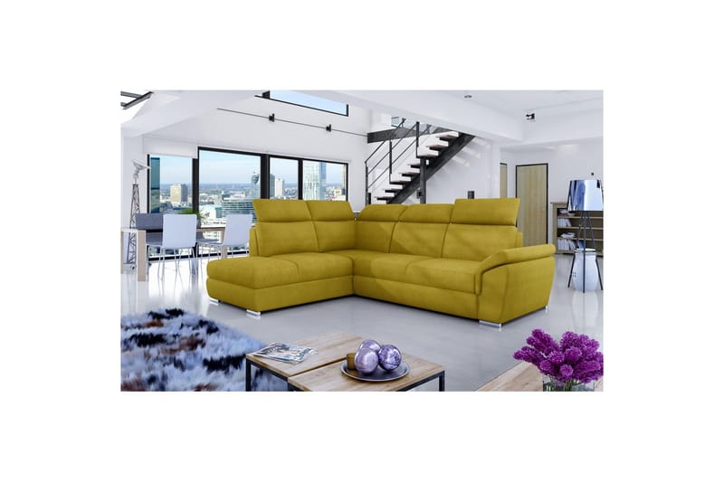 Hjørnesofa Eltap Loreto 260x210x102 cm - Omega 68, Gul, Venstre - Møbler - Sofaer - Sovesofaer