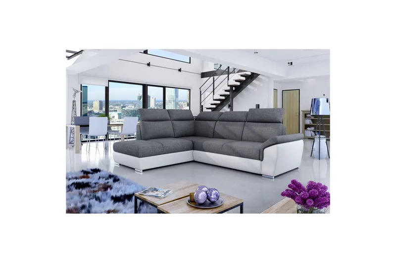 Hjørnesofa Eltap Loreto 260x210x102 cm - Sawana 05, Soft 17, Grå, Hvid, Venstre - Møbler - Sofaer - Sovesofaer