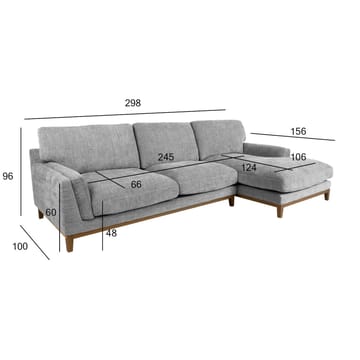 Hjørnesofa HOME4YOU Basil Grå Højre hjørne - grå - Møbler - Sofaer - Hjørnesofa