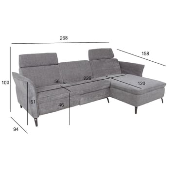 Hjørnesofa HOME4YOU Dayton elektrisk recliner Lysegrå Højre hjørne - lysegrå - Møbler - Sofaer - Recliner sofaer