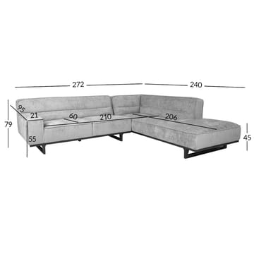 Hjørnesofa HOME4YOU Hasso Grå Højre hjørne - grå - Møbler - Sofaer - Hjørnesofa