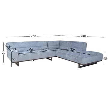 Hjørnesofa HOME4YOU Hasso sølvgrå Højre hjørne - sølvgrå - Møbler - Sofaer - Hjørnesofa
