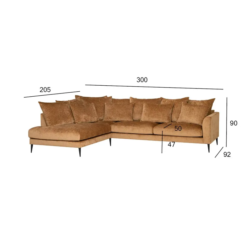 Hjørnesofa HOME4YOU Lartes brun Venstre hjørne - Brun - Møbler - Sofaer - Sofa med chaiselong