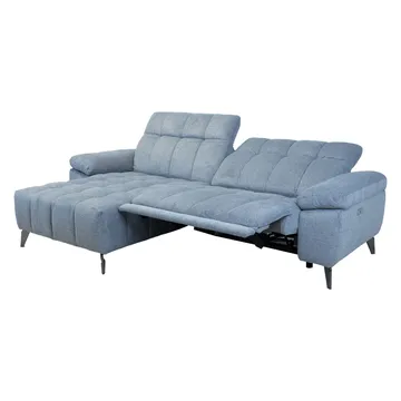 Hjørnesofa HOME4YOU Luzern elektrisk recliner Blågrå Venstre hjørne - blågrå - Møbler - Sofaer - Recliner sofaer