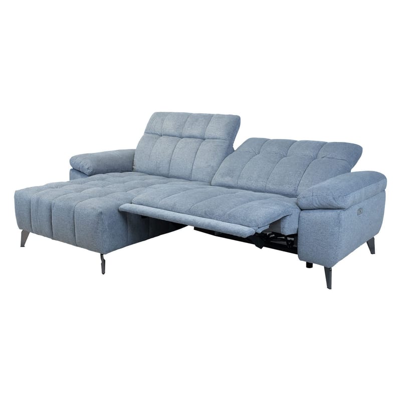 Hjørnesofa HOME4YOU Luzern elektrisk recliner Blågrå Venstre hjørne - blågrå - Møbler - Sofaer - Recliner sofaer