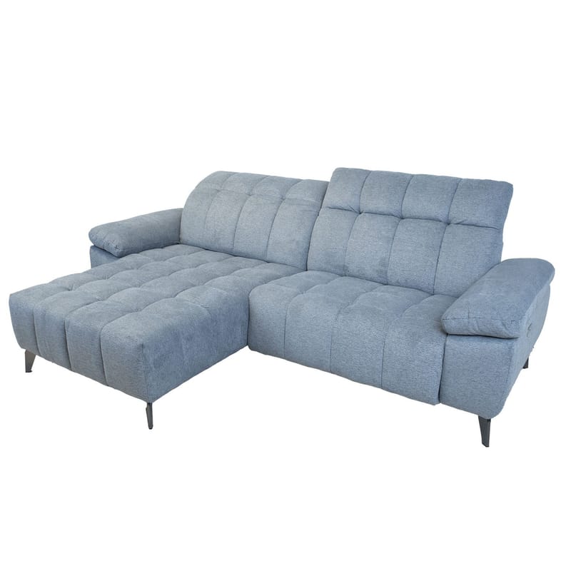 Hjørnesofa HOME4YOU Luzern elektrisk recliner Blågrå Venstre hjørne - blågrå - Møbler - Sofaer - Recliner sofaer