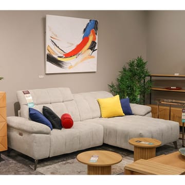 Hjørnesofa HOME4YOU Luzern elektrisk recliner Lysegrå Højre hjørne - lysegrå - Møbler - Sofaer - Recliner sofaer