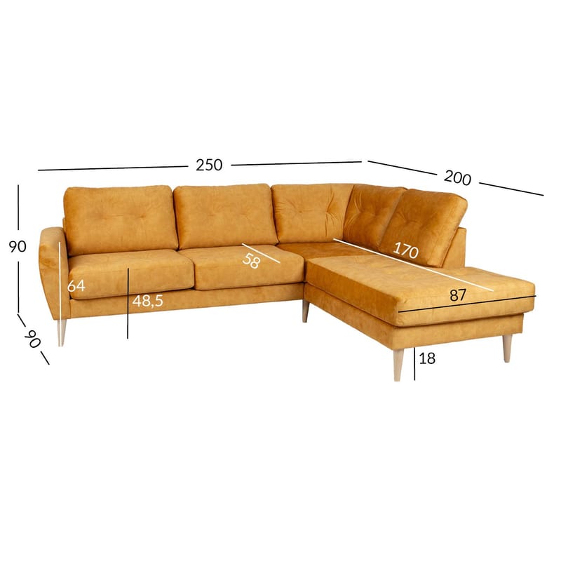 Hjørnesofa Ivarby Gul Højre - gul - Møbler - Sofaer - Hjørnesofa