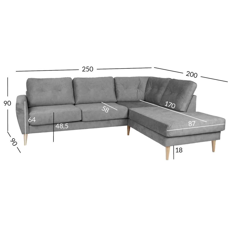 Hjørnesofa Ivarby Højre - grå - Møbler - Sofaer - Hjørnesofa