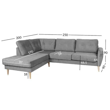 Hjørnesofa Ivarby Venstre - grå - Møbler - Sofaer - Hjørnesofa