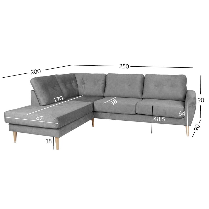 Hjørnesofa Ivarby Venstre - grå - Møbler - Sofaer - Hjørnesofa