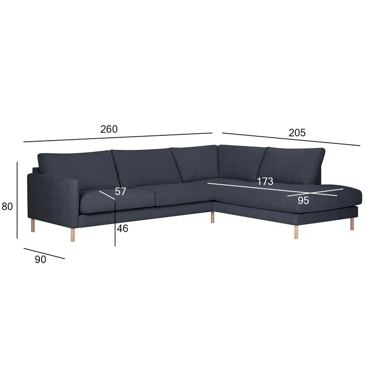 Hjørnesofa Marnor Højre - Blå - Møbler - Sofaer - Hjørnesofa
