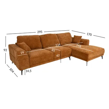 Hjørnesofa Monar Højre - brun - Møbler - Sofaer - Hjørnesofa
