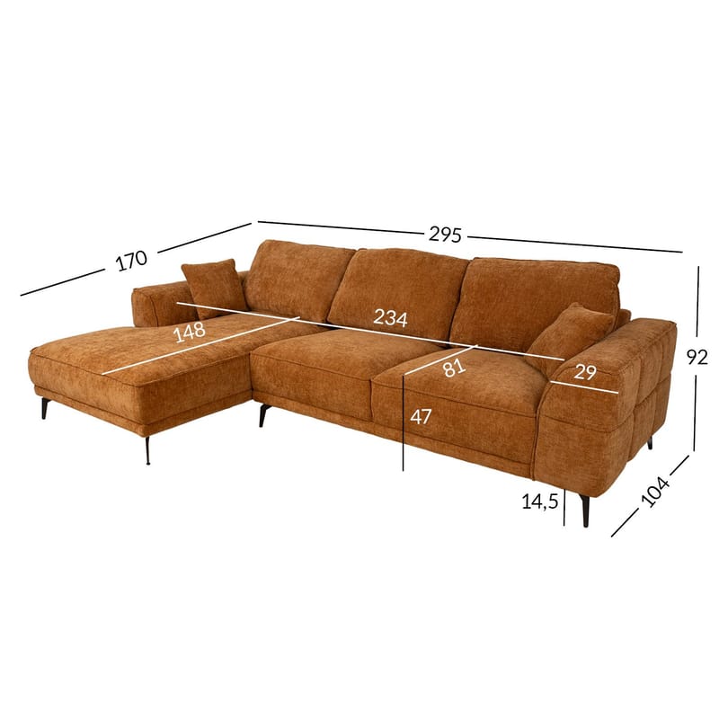 Hjørnesofa Monar Venstre - brun - Møbler - Sofaer - Hjørnesofa