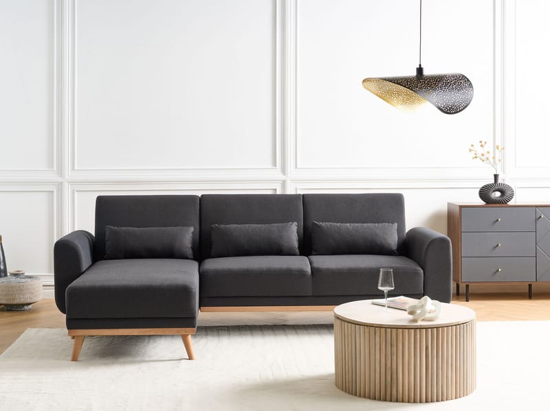 Hjørnesofa Ollsta højrevendt - Sort - Møbler - Sofaer - Sovesofaer