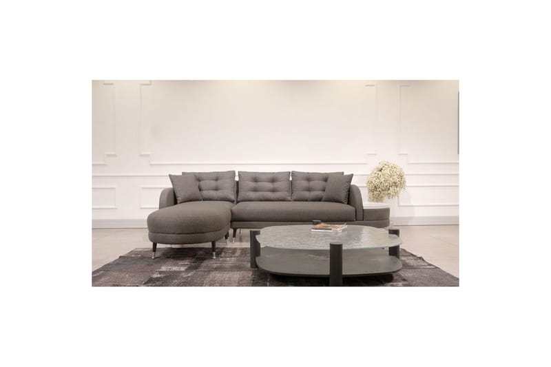 Hjørnesofa-seng Albuferia Hjørne Antracit - Antracit - Møbler - Sofaer - Sofa med chaiselong