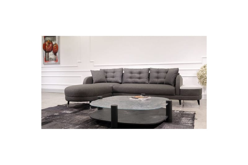Hjørnesofa-seng Albuferia Hjørne Antracit - Antracit - Møbler - Sofaer - Sofa med chaiselong