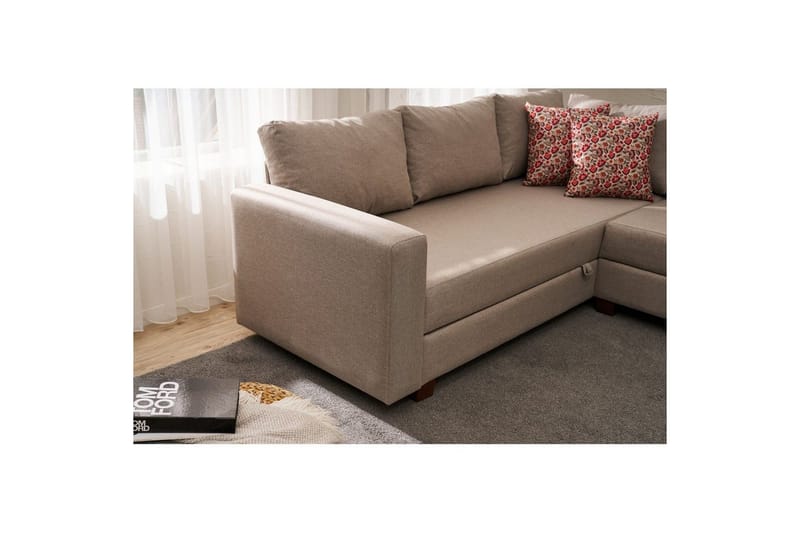 Hjørnesofa-seng Iroulport Højre Beige - Beige - Møbler - Sofaer - Sovesofaer