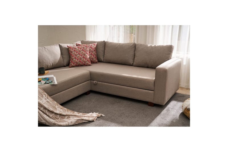 Hjørnesofa-seng Iroulport Venstre Beige - Beige - Møbler - Sofaer - Sovesofaer
