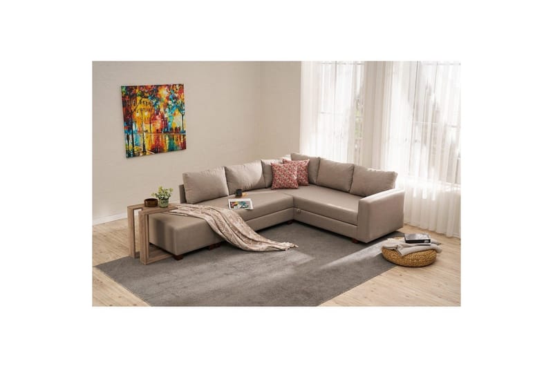 Hjørnesofa-seng Iroulport Venstre Beige - Beige - Møbler - Sofaer - Sovesofaer