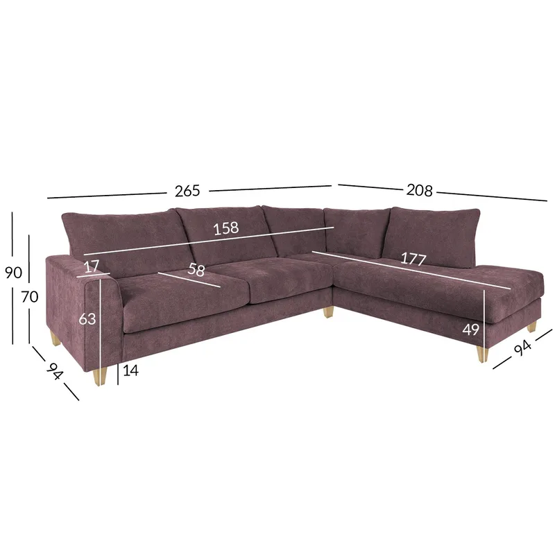 Hjørnesofa Terin Højre - grårosa - Møbler - Sofaer - Hjørnesofa